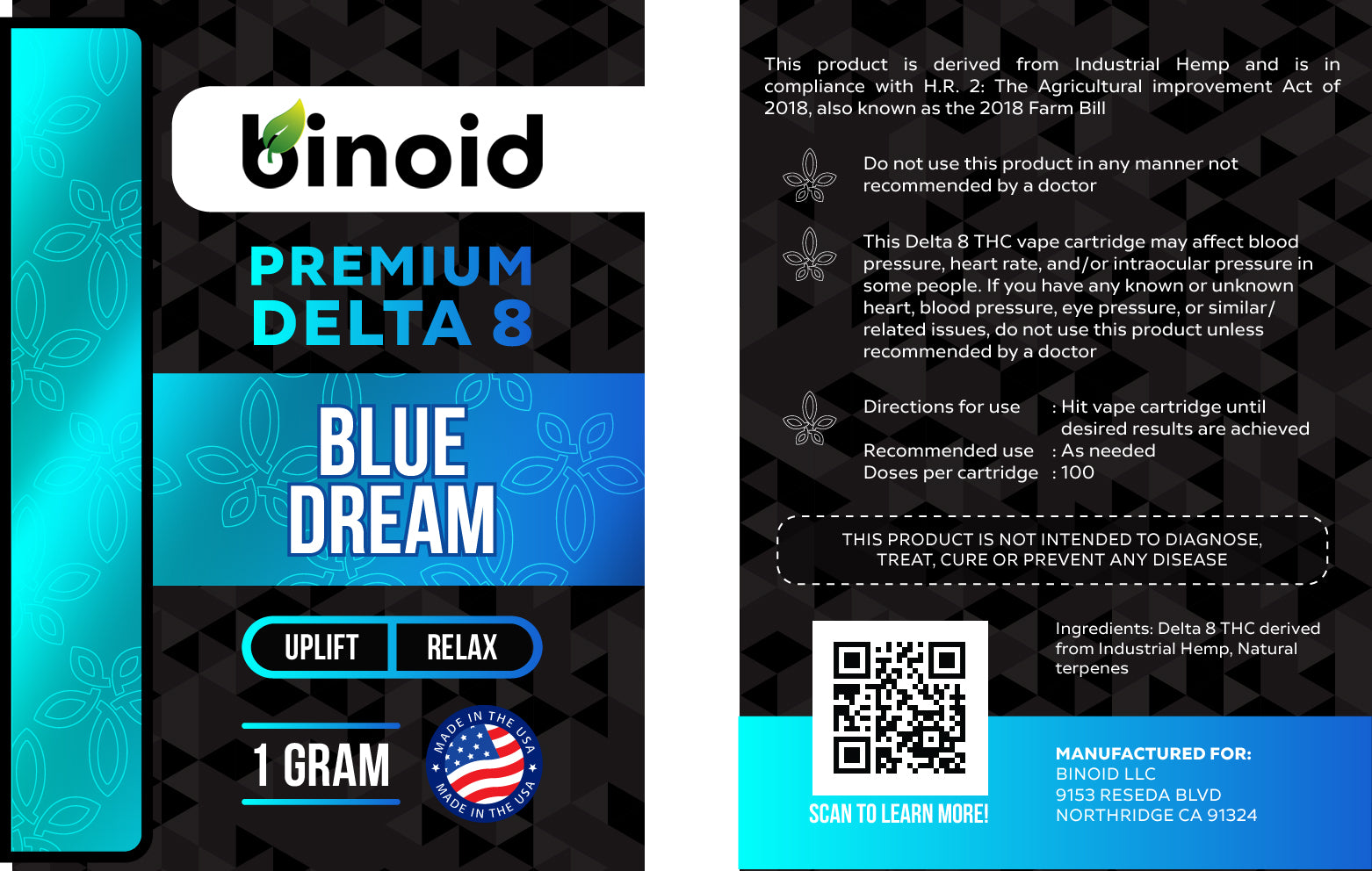 Binoid Delta 8 THC Vape Cartridge - Blue Dream Best Price