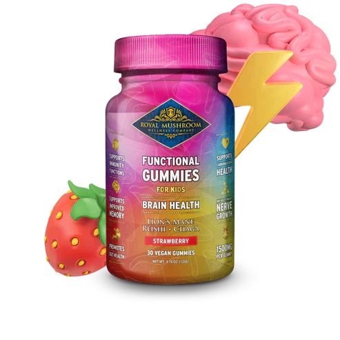 Royal Mushroom Brain Health Mushroom Mix Gummies For Kids Strawberry Flavor Best Price