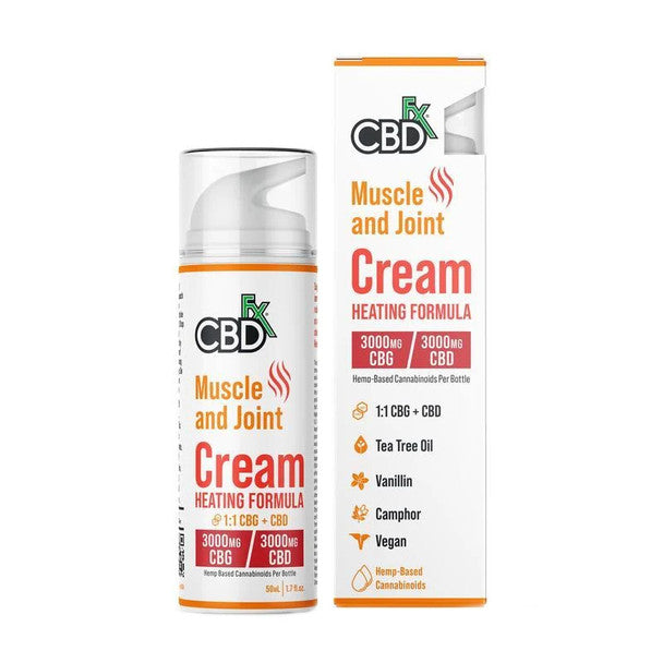 CBD Cream - CBD + CBG 1:1 Muscle & Joint Heating Cream - 500mg-3000mg - By CBDfx Best Price