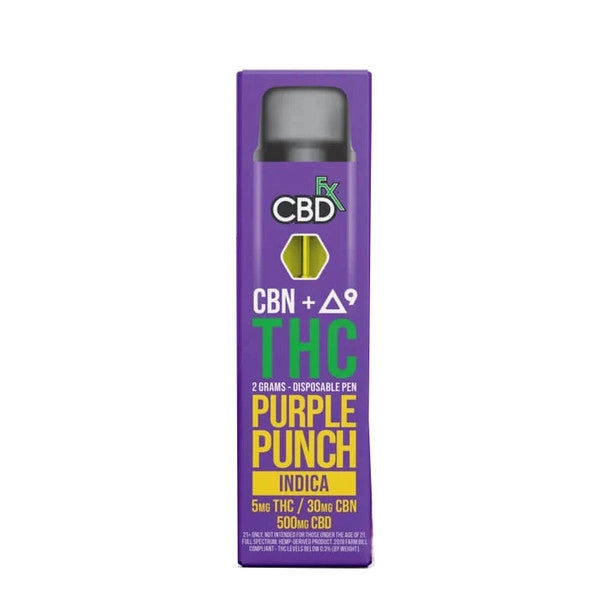 CBD Vape Pen - Purple Punch Indica CBD + Delta 9 Disposable - 2 Grams - By CBDfx Best Price