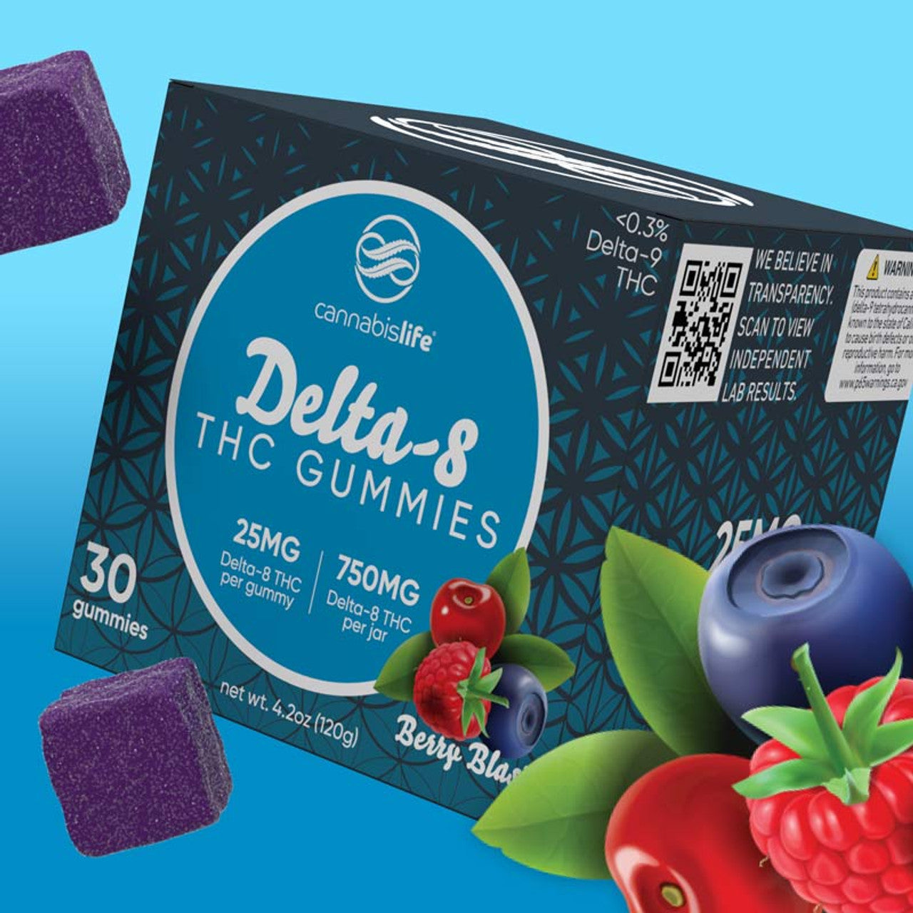 Cannabis Life BERRY BLAST DELTA-8 GUMMIES - (30CT) 750MG Best Price