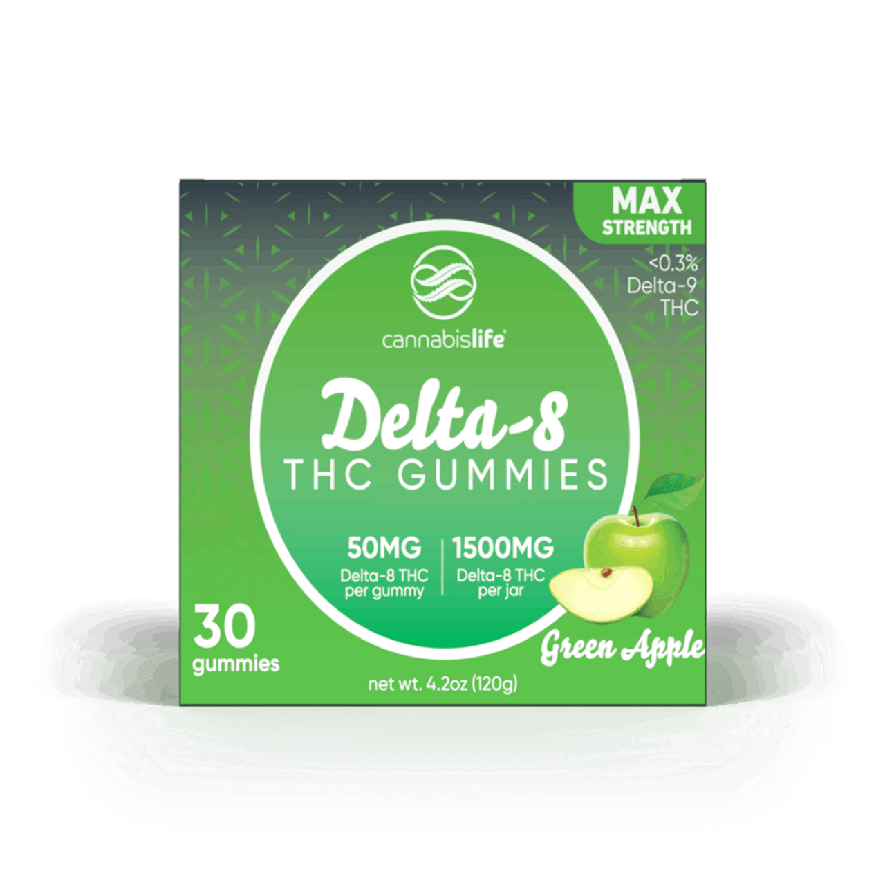 Cannabis Life GREEN APPLE DELTA-8 GUMMIES – (30CT) 1500MG Best Price