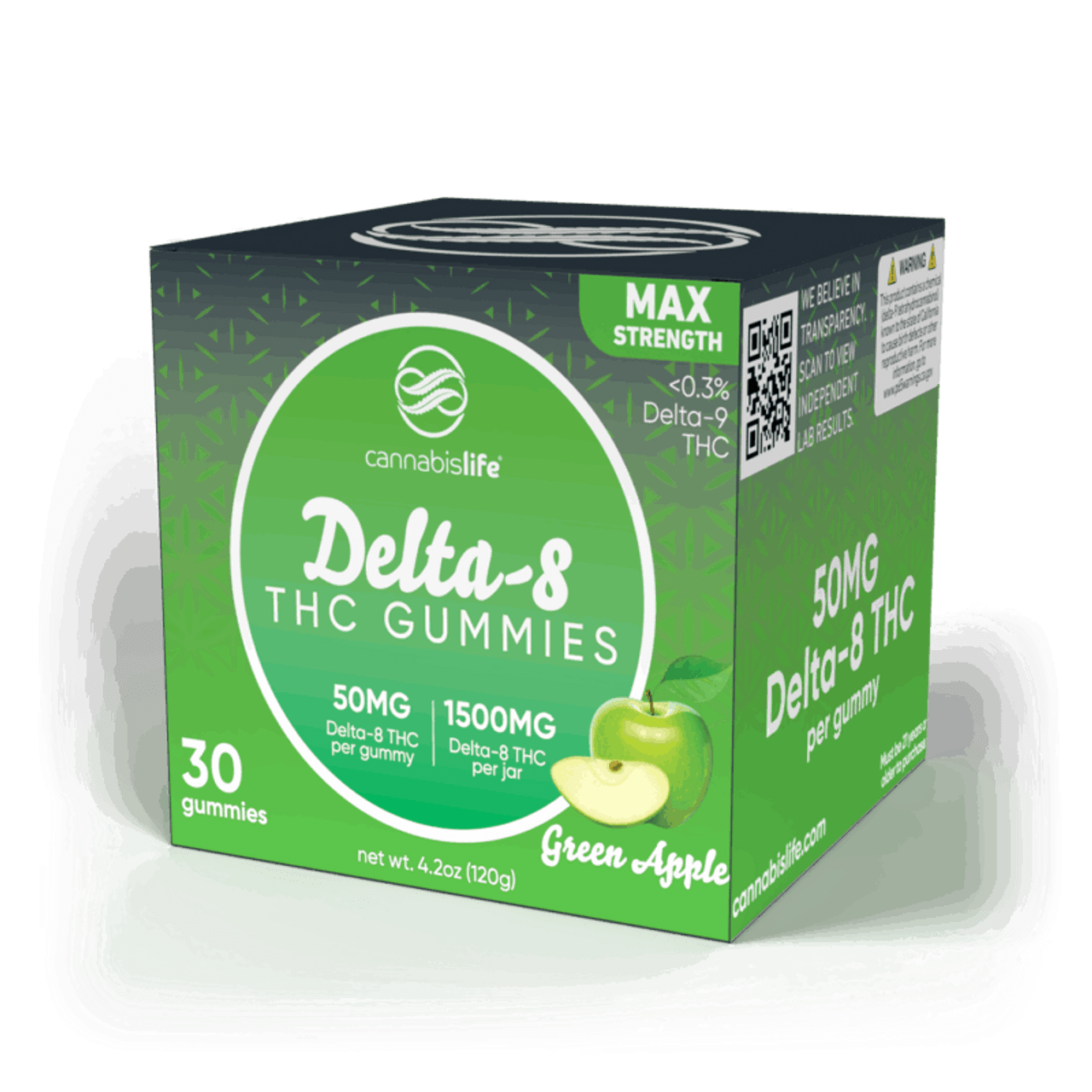 Cannabis Life GREEN APPLE DELTA-8 GUMMIES – (30CT) 1500MG Best Price