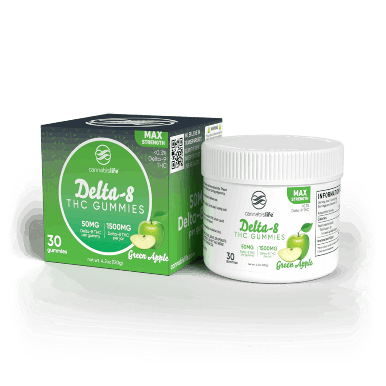 Cannabis Life GREEN APPLE DELTA-8 GUMMIES – (30CT) 1500MG Best Price