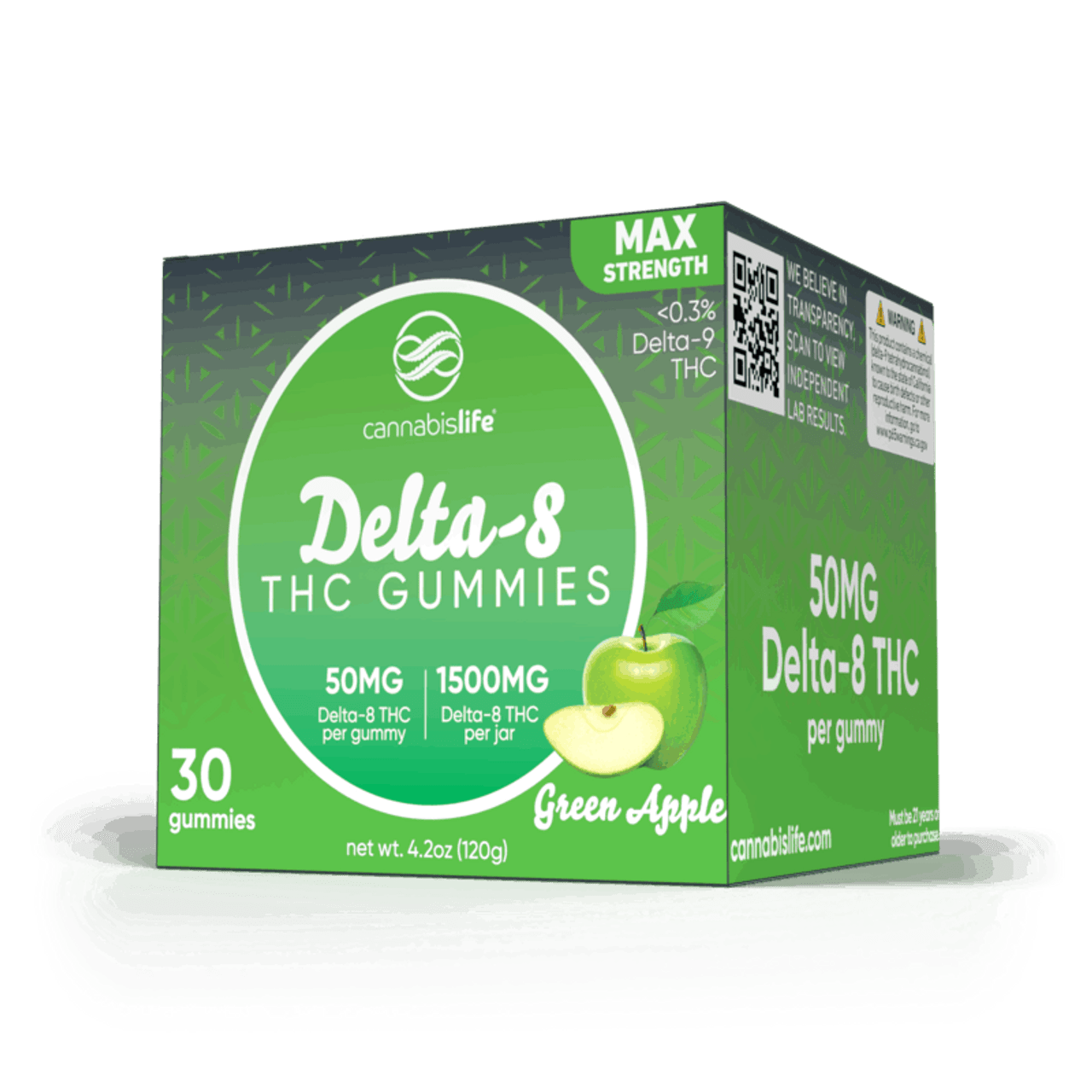 Cannabis Life GREEN APPLE DELTA-8 GUMMIES – (30CT) 1500MG Best Price