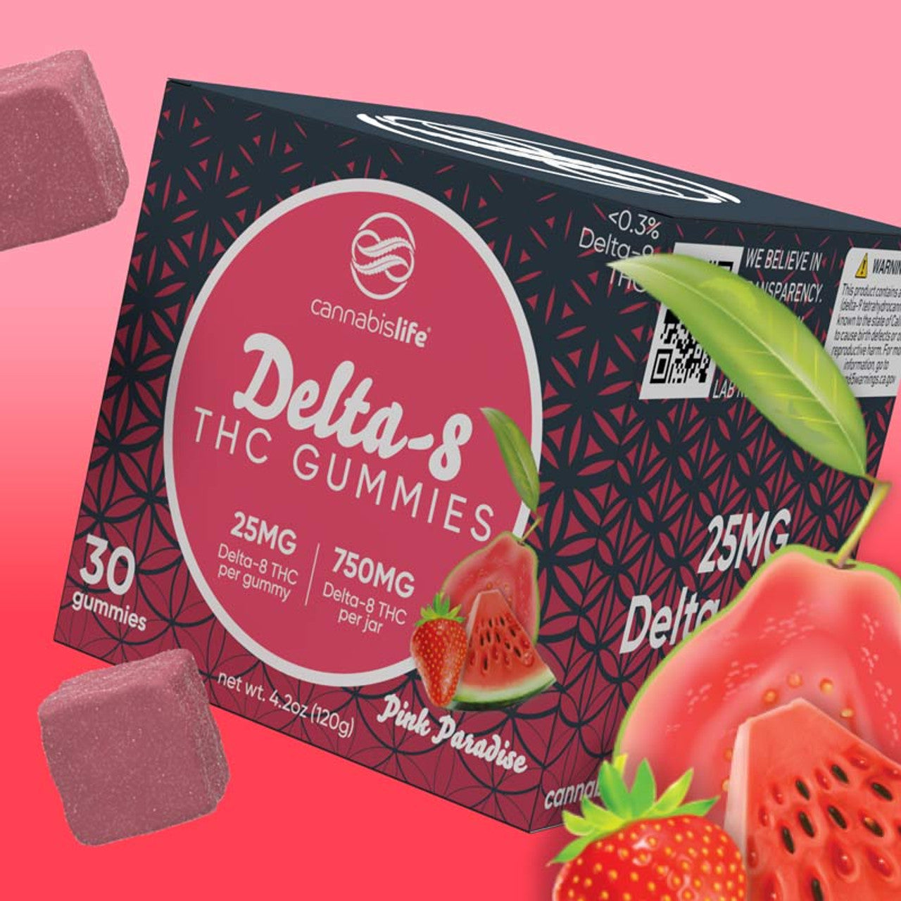 Cannabis Life PINK PARADISE DELTA-8 GUMMIES - (30CT) 750MG Best Price