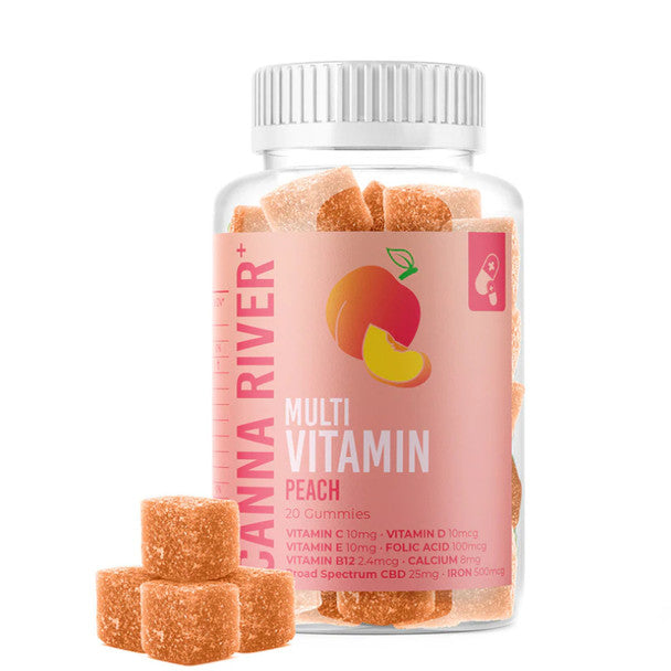 Canna River CBD Edible - Broad Spectrum Multi-Vitamin Gummies - Peach Best Price