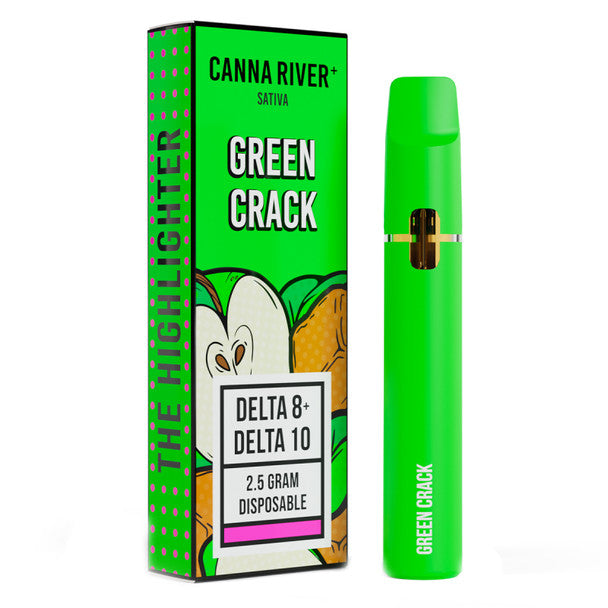 Canna River Delta 8 + Delta 10 Vape - Disposable Highlighter - Green Crack - 2.5g Best Price