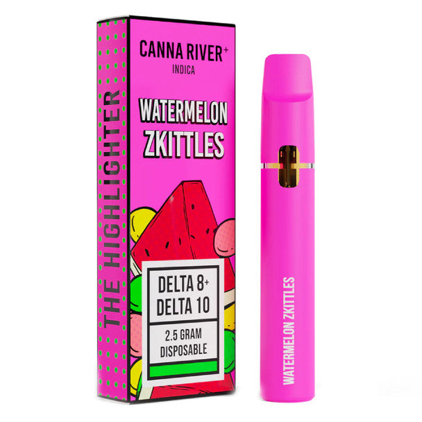 Canna River Delta 8 + Delta 10 Vape - Disposable Highlighter - Watermelon Zkittles - 2.5g Best Price