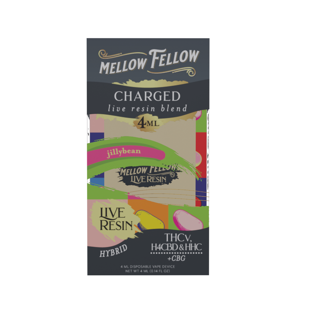 Mellow Fellow Charged Blend 4ml Live Resin Disposable Vape Jilly Bean Best Price