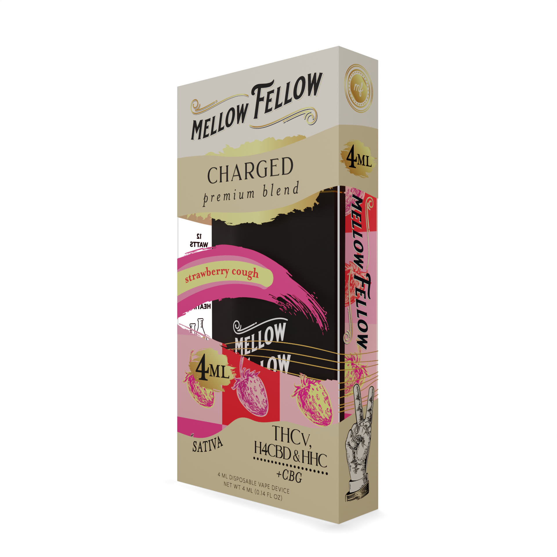 Mellow Fellow Charged Blend 4ML Disposable Vape Strawberry Cough Best Price