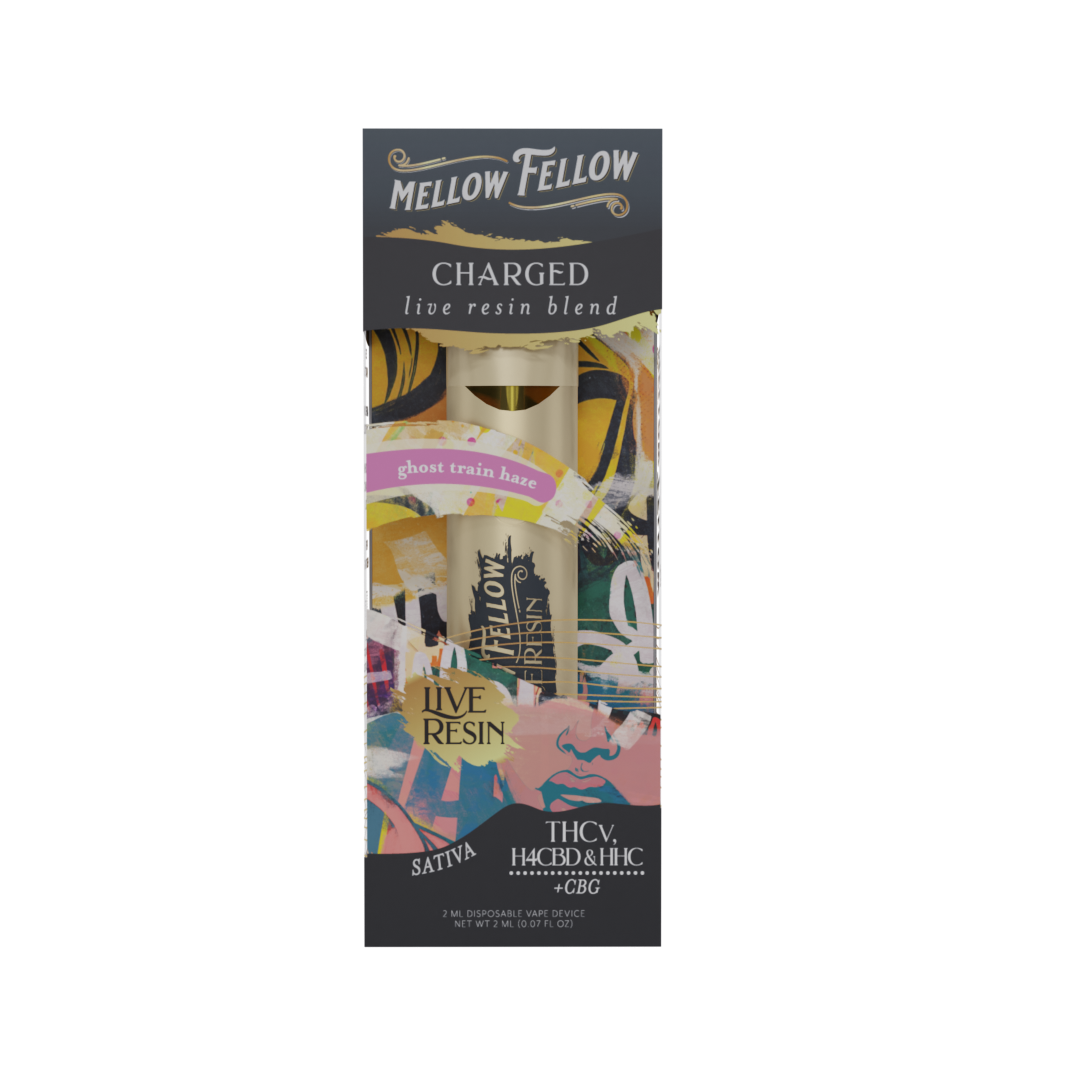 Mellow Fellow Charged Blend 2ml Live Resin Disposable Vape Ghost Train Haze Best Price