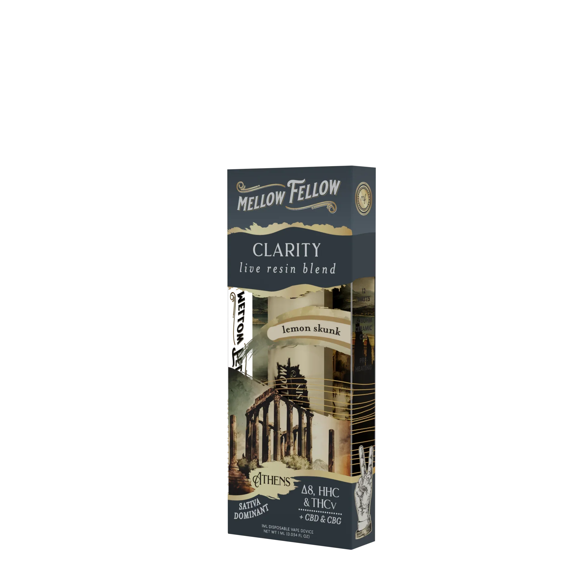 Mellow Fellow Clarity Athens - Lemon Skunk - Indica - 1ml Live Resin Disposable Vape Best Price