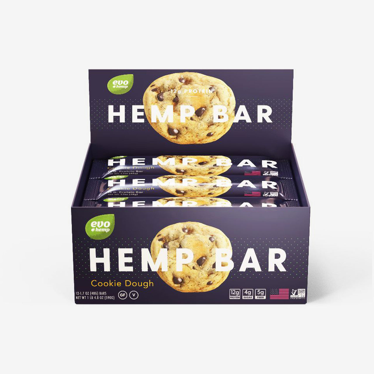 Evo Hemp Cookie Dough Hemp Bars - 4 Boxes Best Price