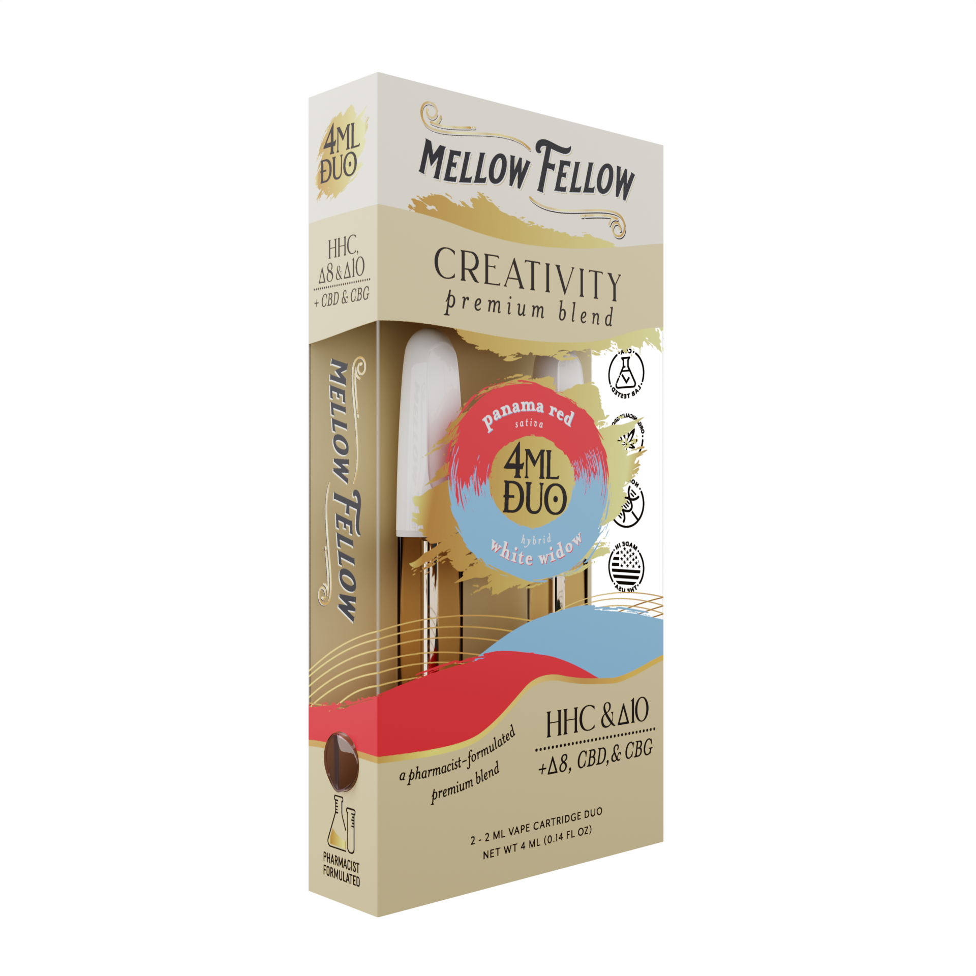 Mellow Fellow Creativity Blend - Panama Red & White Widow - 2ml Vape Cartridge Duo (4ml) Best Price