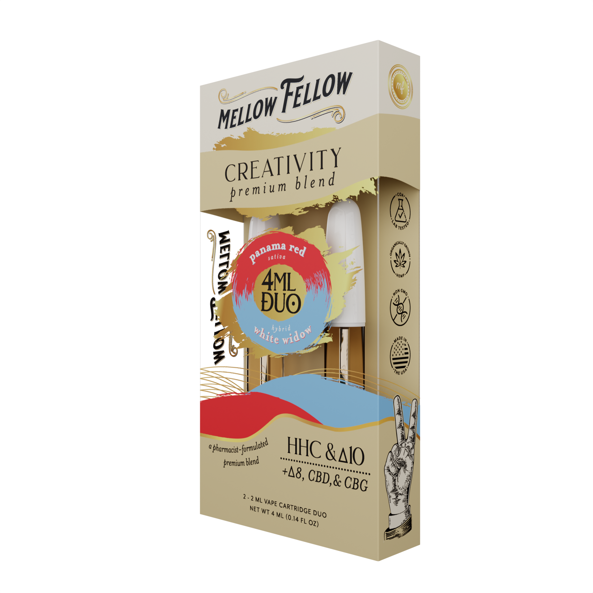 Mellow Fellow Creativity Blend - Panama Red & White Widow - 2ml Vape Cartridge Duo (4ml) Best Price