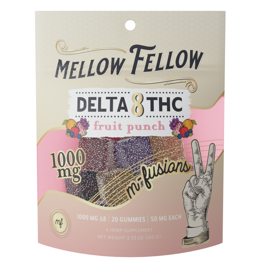 Mellow Fellow Delta 8 THC M-Fusions Fruit Punch Gummies 20ct 1000mg Best Price
