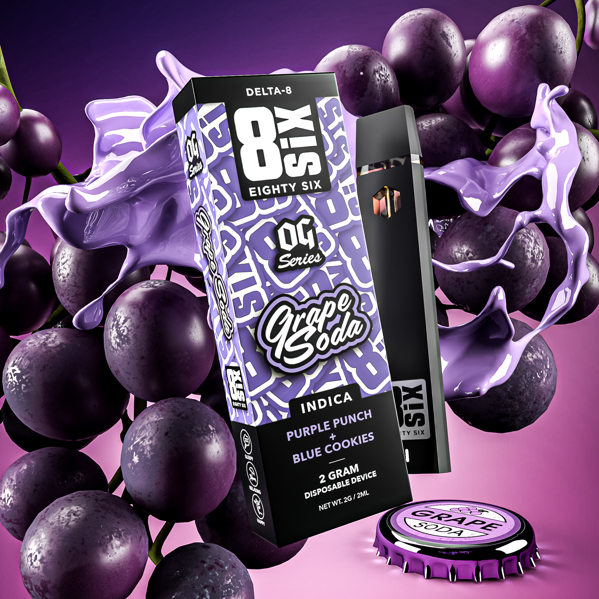 Eighty Six Grape Soda Delta-8 THC 2G Disposable (Purple Punch) Best Price