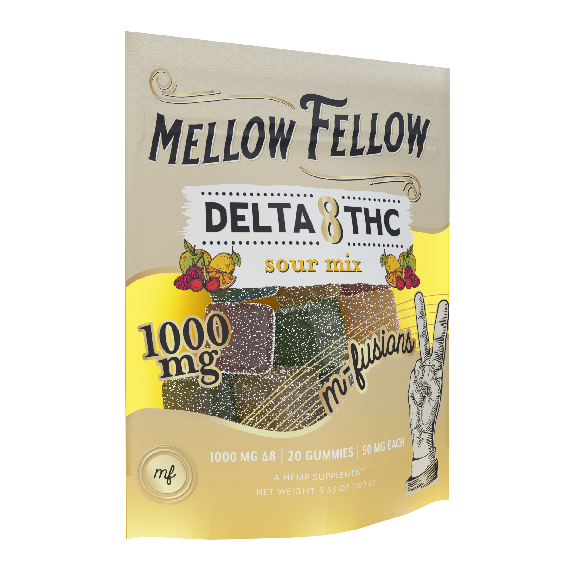 Mellow Fellow Delta 8 THC M-Fusions Sour Mix Gummies 20ct 1000mg Best Price