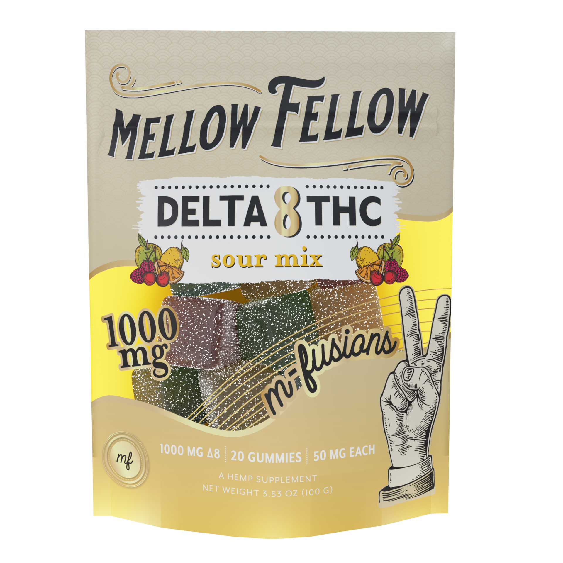 Mellow Fellow Delta 8 THC M-Fusions Sour Mix Gummies 20ct 1000mg Best Price