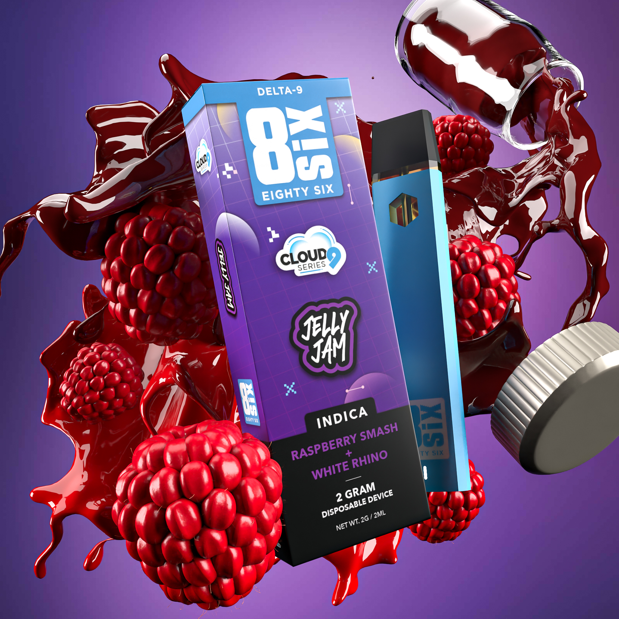 Eighty Six Jelly Jam Delta-9 THC 2G Disposable (Raspberry Smash) Best Price