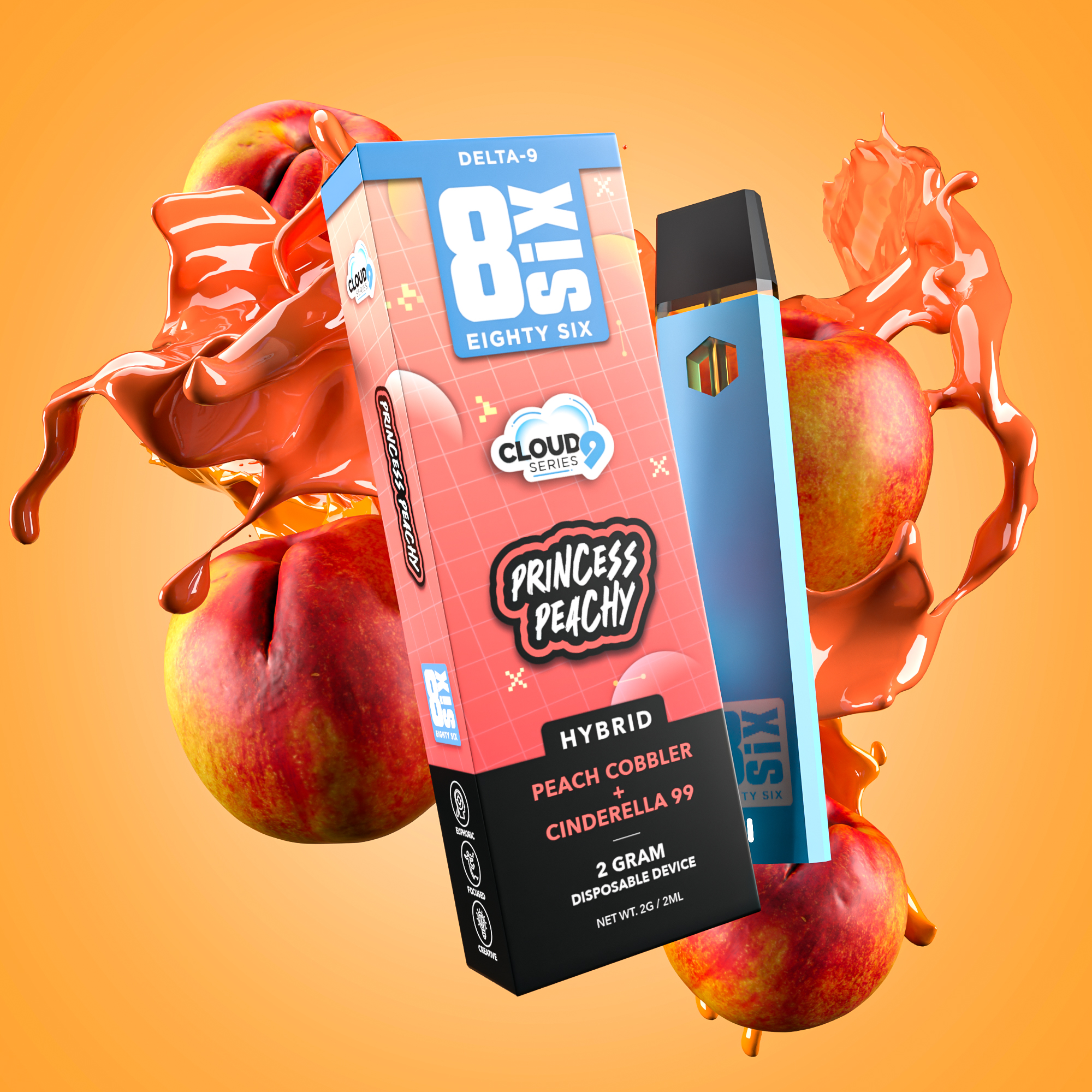 Eighty Six Princess Peachy Delta-9 THC 2G Disposable (Peach Cobbler) Best Price