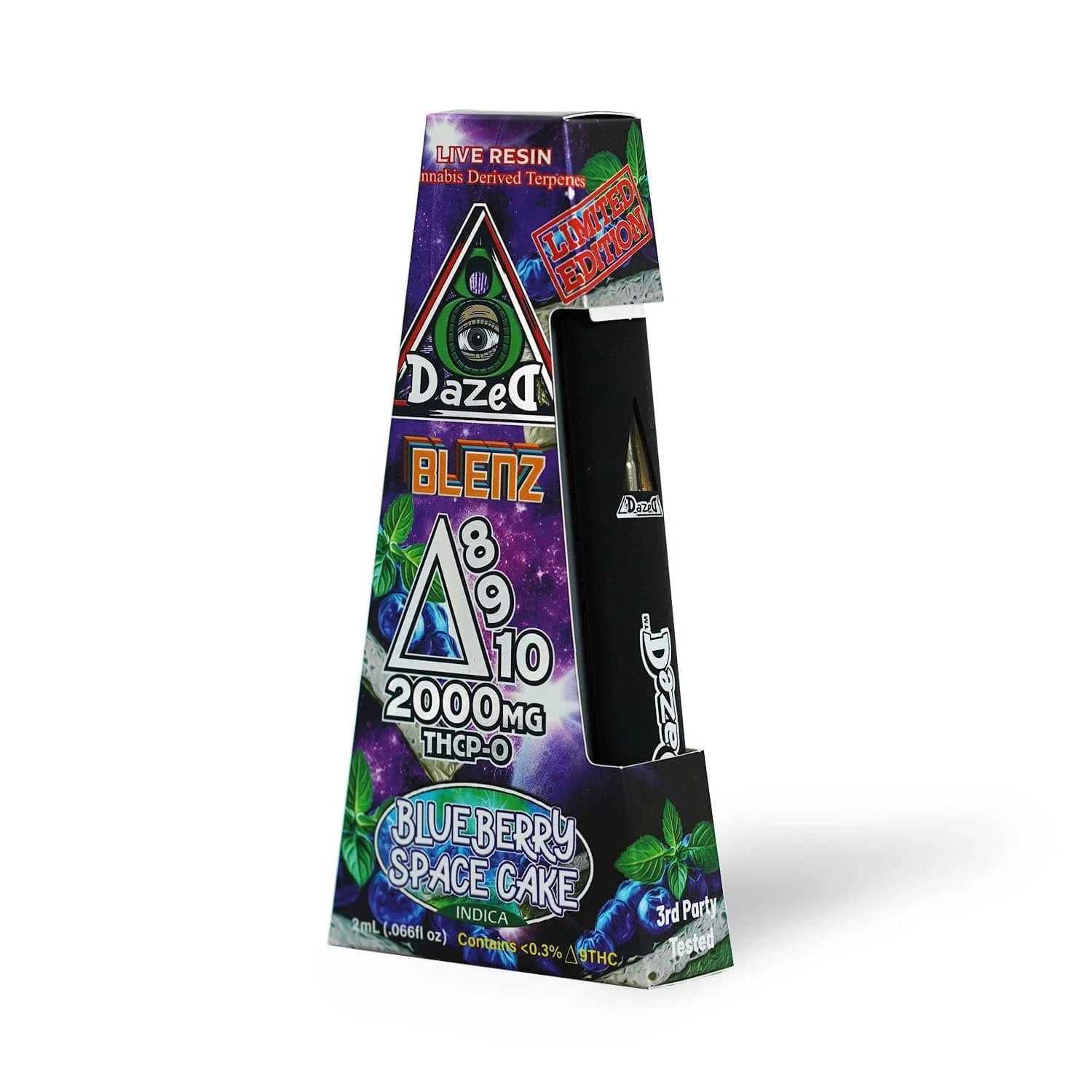 DazeD8 Blueberry Space Cake D8 + D9 + D10 + THCP-O Live Resin Disposable (2g) Best Price