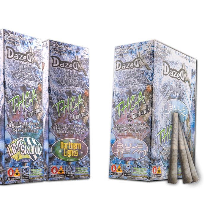 DazedA THC-A Diamonds Icewalkers 3-Pack Pre-Rolls (2.25g) Best Price