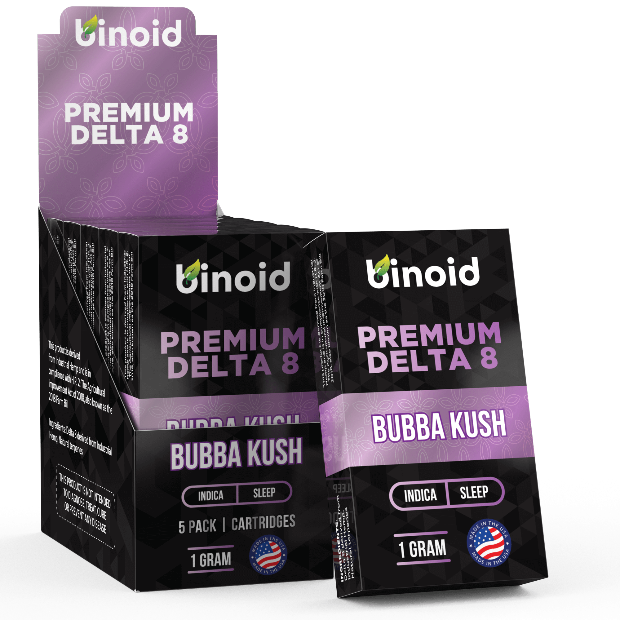Binoid Delta 8 THC Vape Cartridge - Bubba Kush Best Price