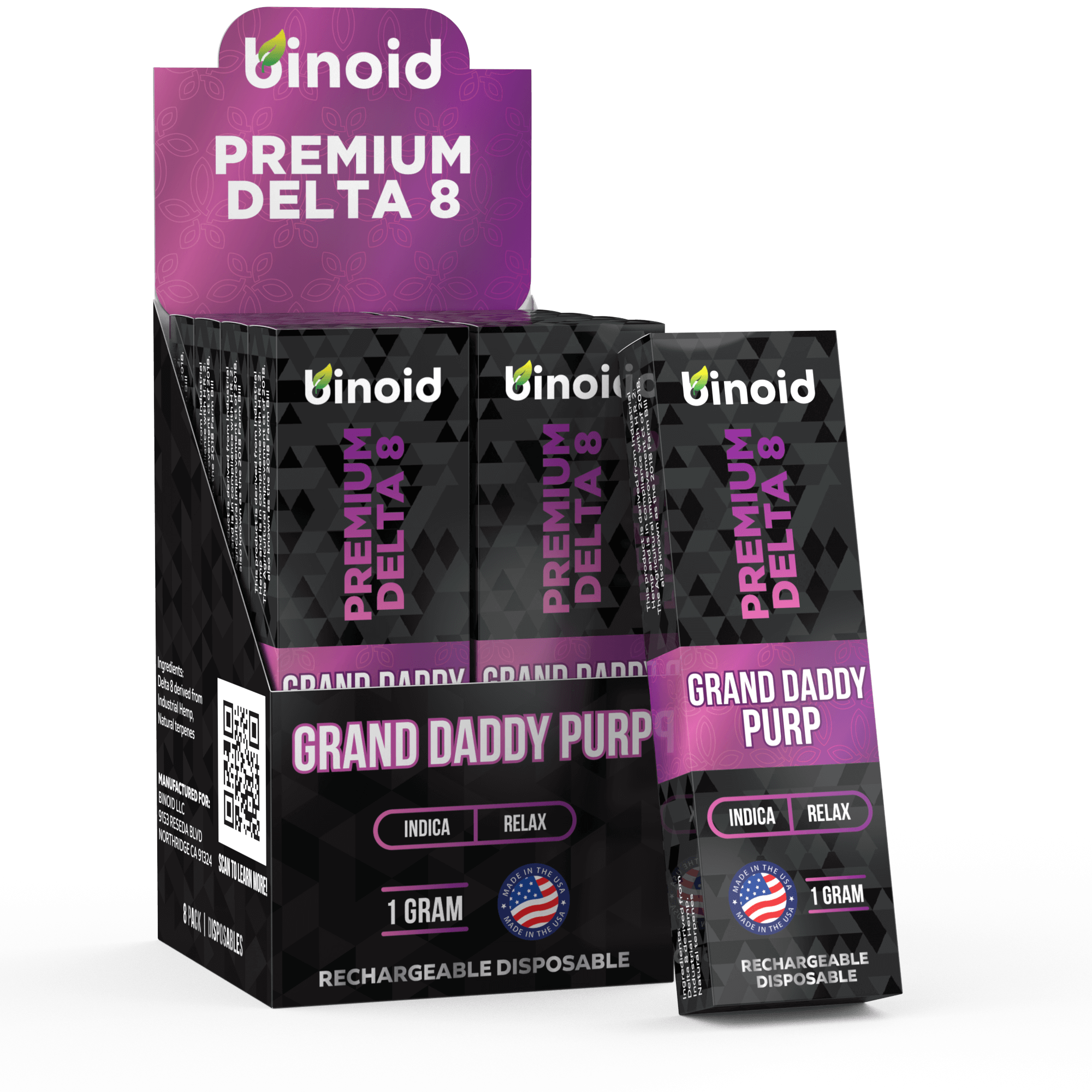 Binoid Delta 8 THC Vape Cartridge - Grand Daddy Purp Best Price