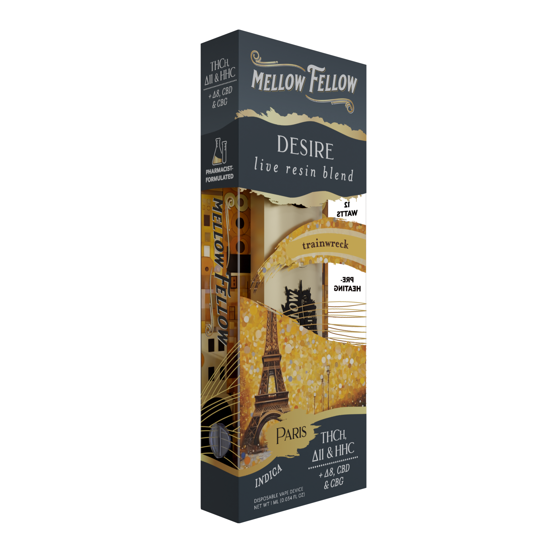 Mellow Fellow Desire Paris - Trainwreck - Indica - 1ml Live Resin Disposable Vape Best Price