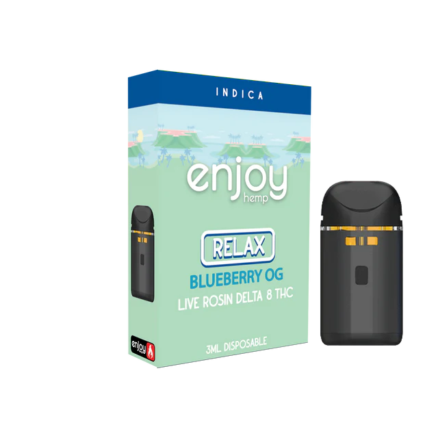 Enjoy Hemp 3ml Live Rosin Delta 8 THC Disposable for Relaxation - Blueberry OG (Indica) Best Price