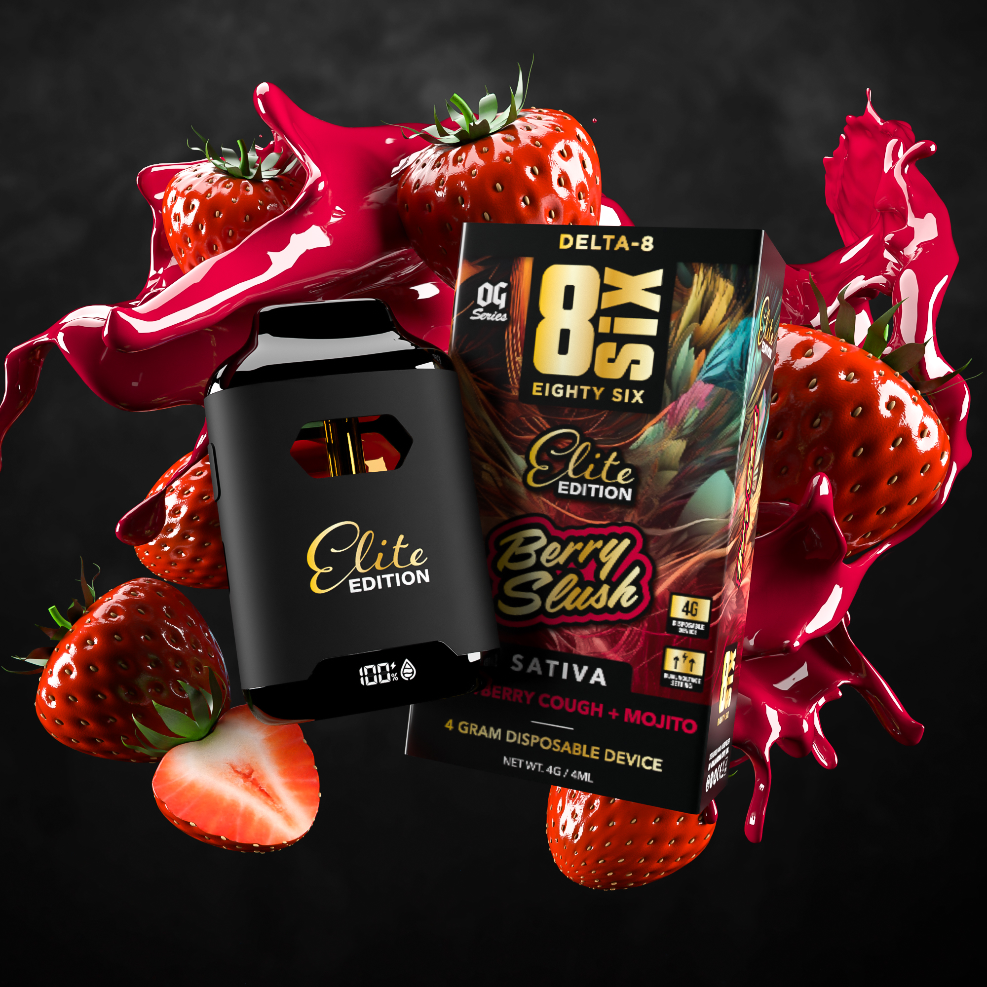 Eighty Six Brand Berry Slush Elite Edition Delta-8 THC 4G Disposable (Strawberry Cough) Best Price