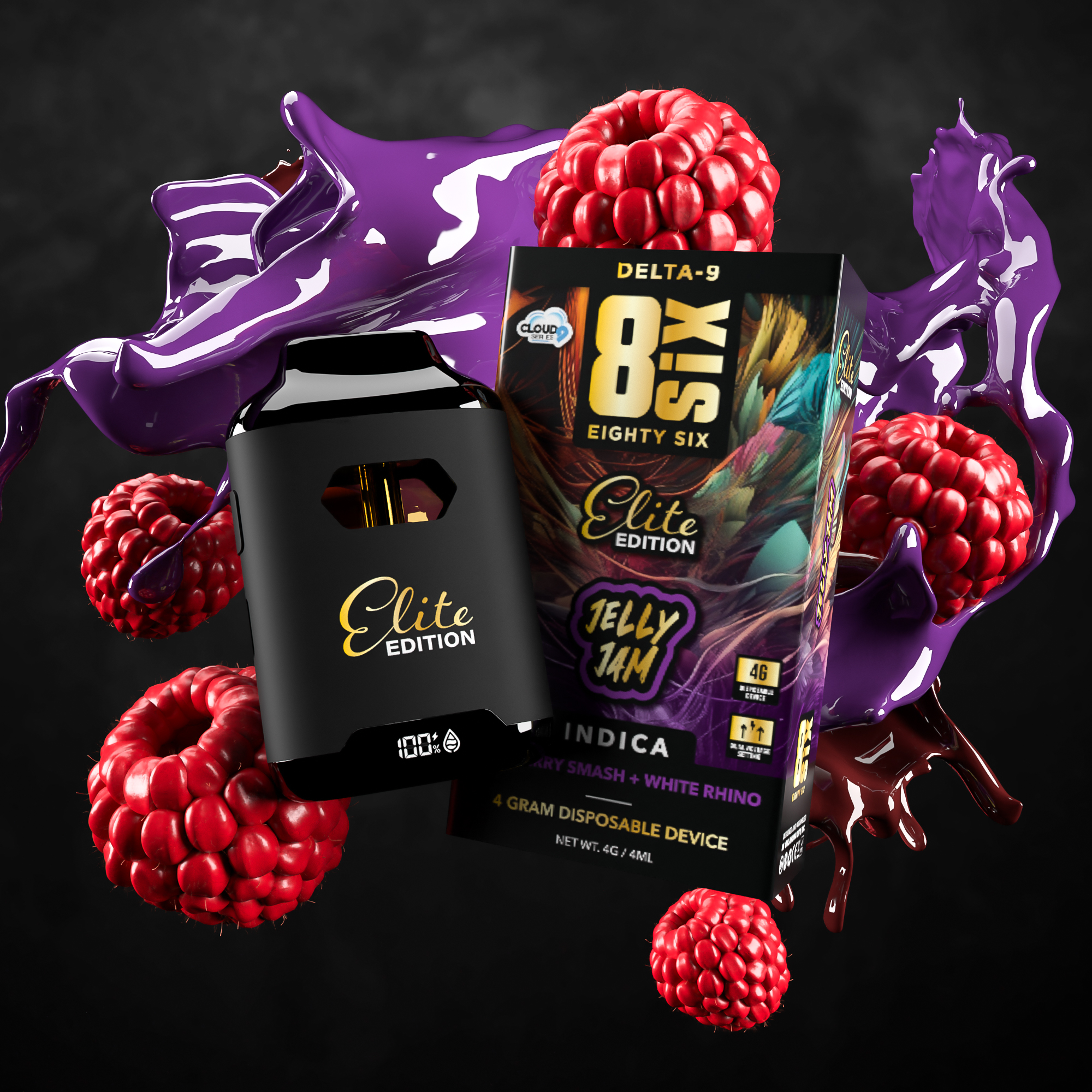 Eighty Six Jelly Jam Elite Edition Delta-9 THC 4G Disposable (Raspberry Smash) Best Price