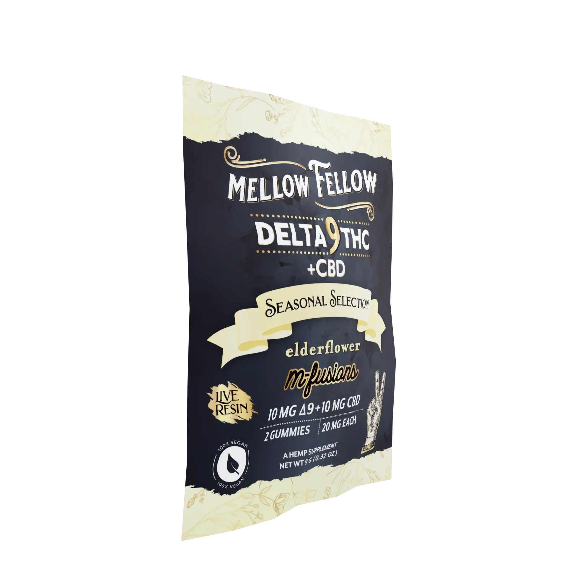 Mellow Fellow Live Resin Infused Edibles - 2cnt 40mg Delta 9 THC & CBD - Elderflower (Seasonal Selection) Best Price