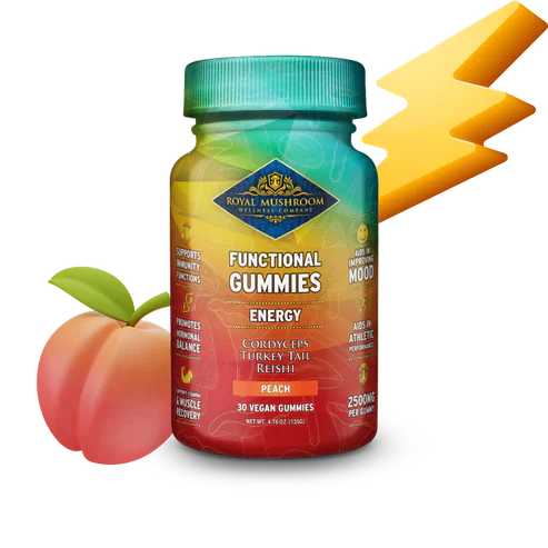 Royal Mushroom Energy Mushroom Mix Gummies Peach Flavor Best Price