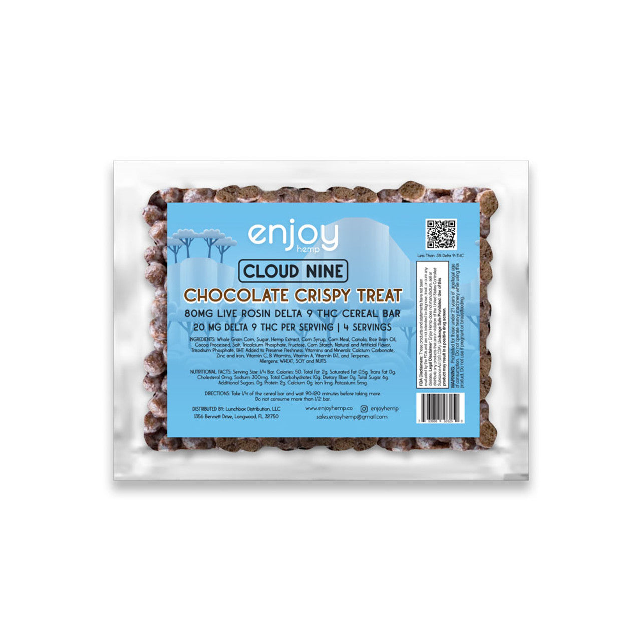 Enjoy Hemp Live Rosin Delta 9 THC Chocolate Cereal Bar - Cloud Nine Hybrid Best Price