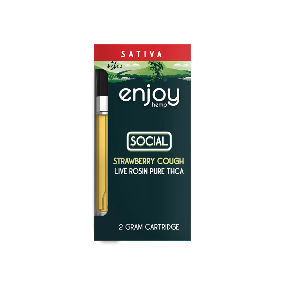 Enjoy Hemp Live Rosin Pure THCA 2g Vape Cart for Social - Strawberry Cough (Sativa) Best Price