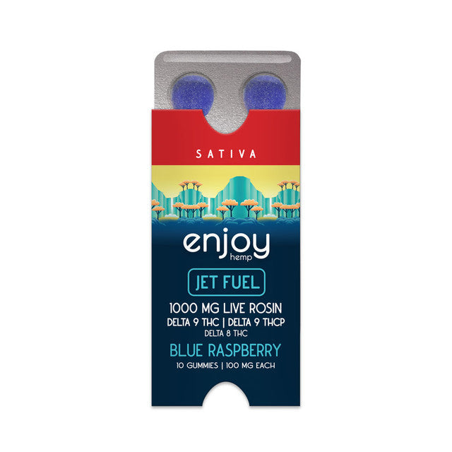 Enjoy Hemp Live Rosin Sativa-Infused Blue Raspberry Delta9 THC-P+ Delta 9 + Delta 8 Gummies for Jet Fuel Best Price