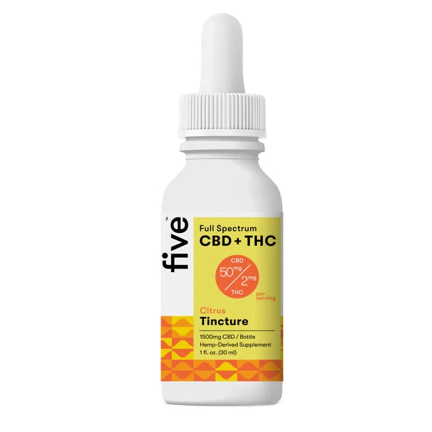 FIVE CBD - CBD & THC Tincture Full Spectrum Oil Citrus 1500MG 3000MG Best Price