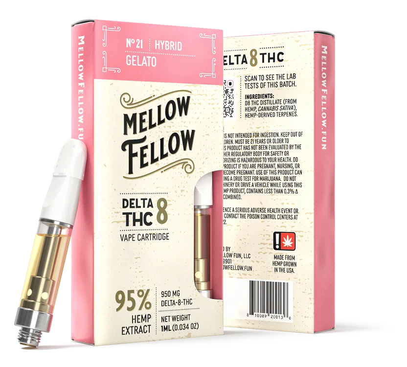 Mellow Fellow Gelato (Hybrid) Delta 8 1ml Vape Cartridge Best Price