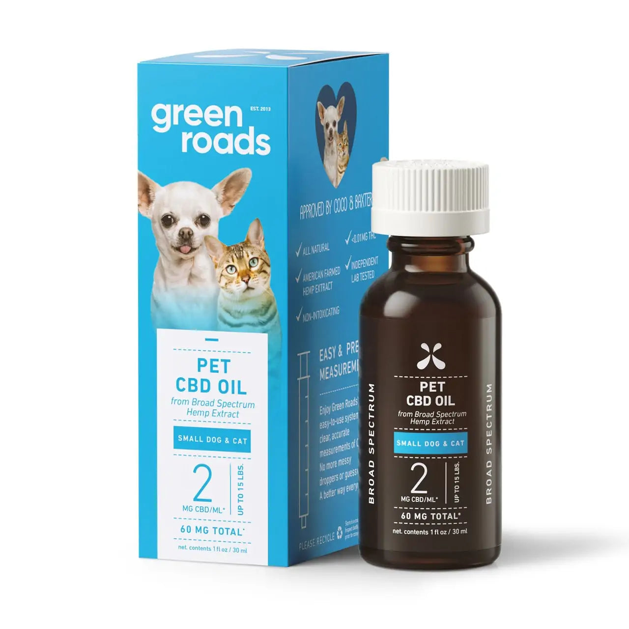 Green Roads Pet CBD Drops Small Dog + Cat, Broad Spectrum THC-Free, 1oz, 60mg CBD Best Price