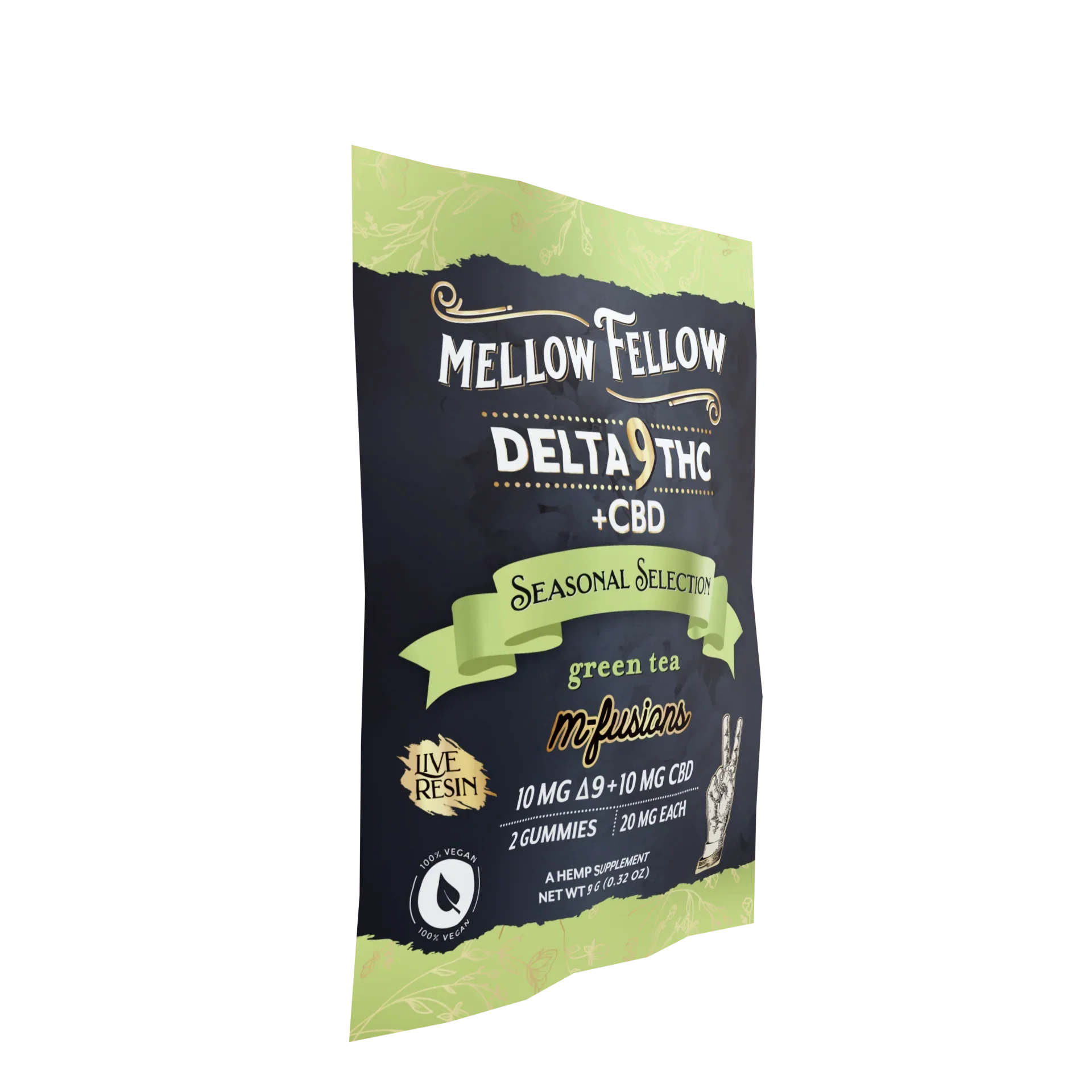 Mellow Fellow Live Resin Infused Edibles - 2cnt 40mg Delta 9 THC & CBD - Green Tea (Seasonal Selection) Best Price