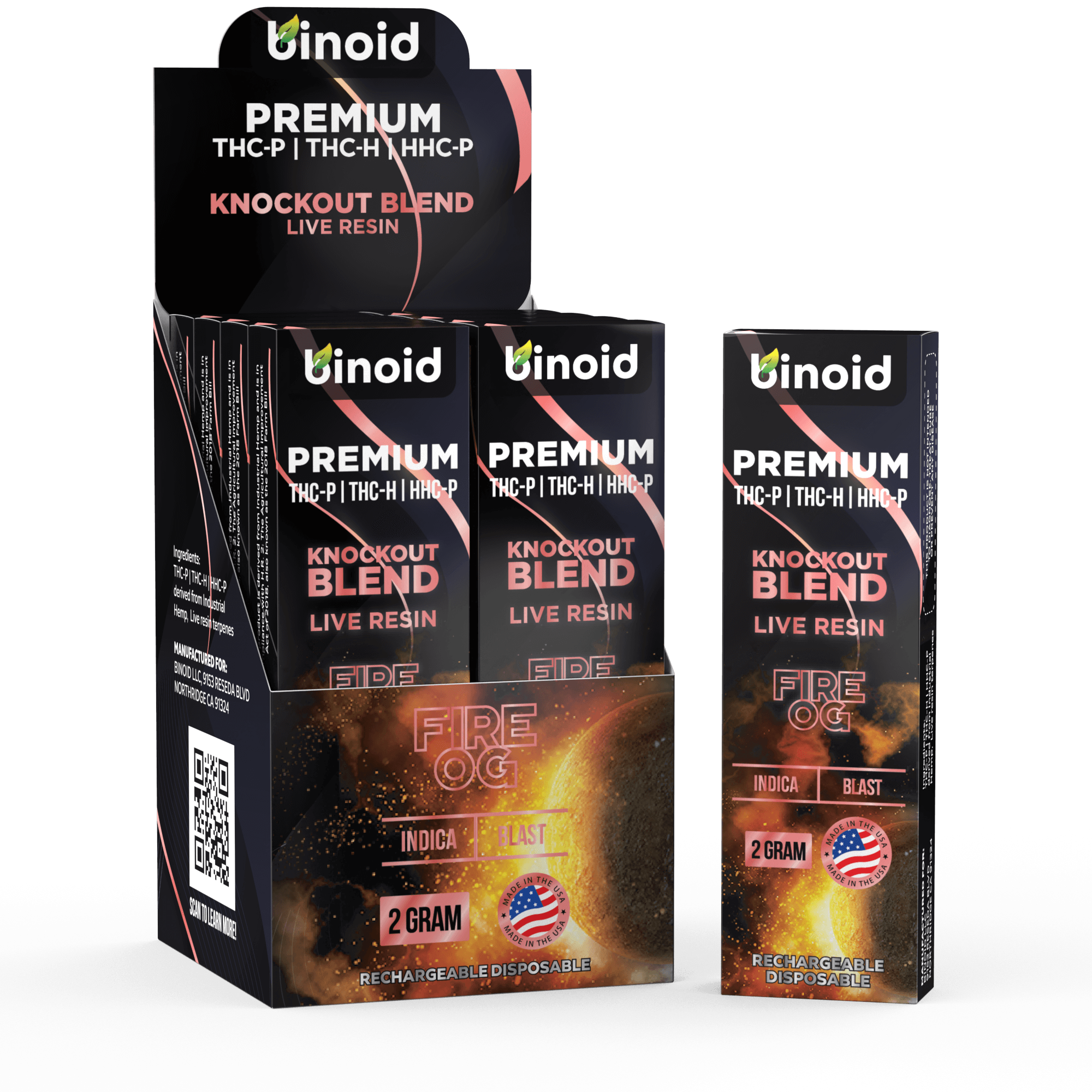 Binoid Fire OG Knockout Blend Live Resin Disposable - 2 Gram Best Price