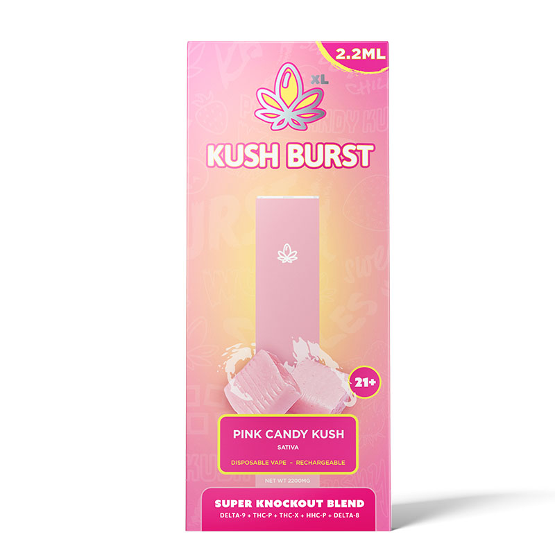 Super Knockout THC Vape Pen with Delta 9 + THC-P + THC-X + HHC- P + Delta 8 – Pink Candy Kush – Kush Burst Best Price