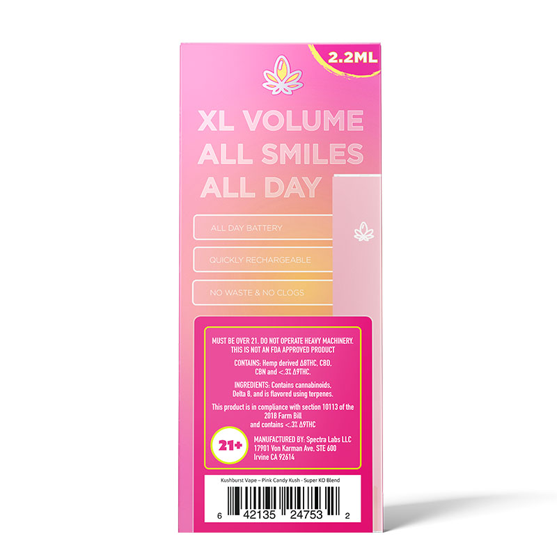 Super Knockout THC Vape Pen with Delta 9 + THC-P + THC-X + HHC- P + Delta 8 – Pink Candy Kush – Kush Burst Best Price