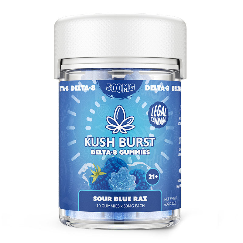 Delta 8 THC Gummies – Sour Blue Razz – Kush Burst Best Price