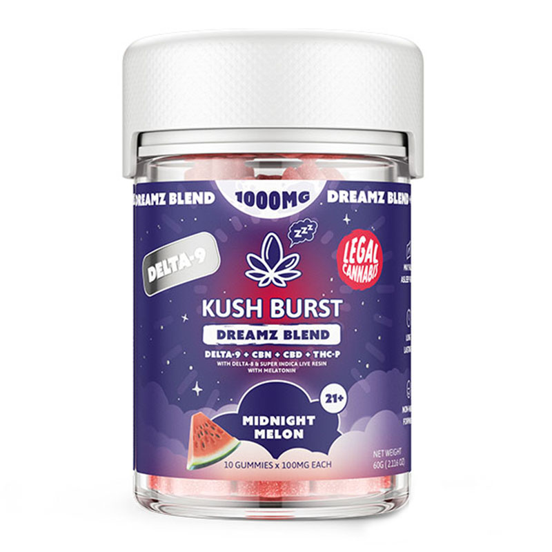 Delta 9 THC Gummies + CBN + CBD + THC-P – Midnight Melon Dreamz Blend – Kush Burst Best Price