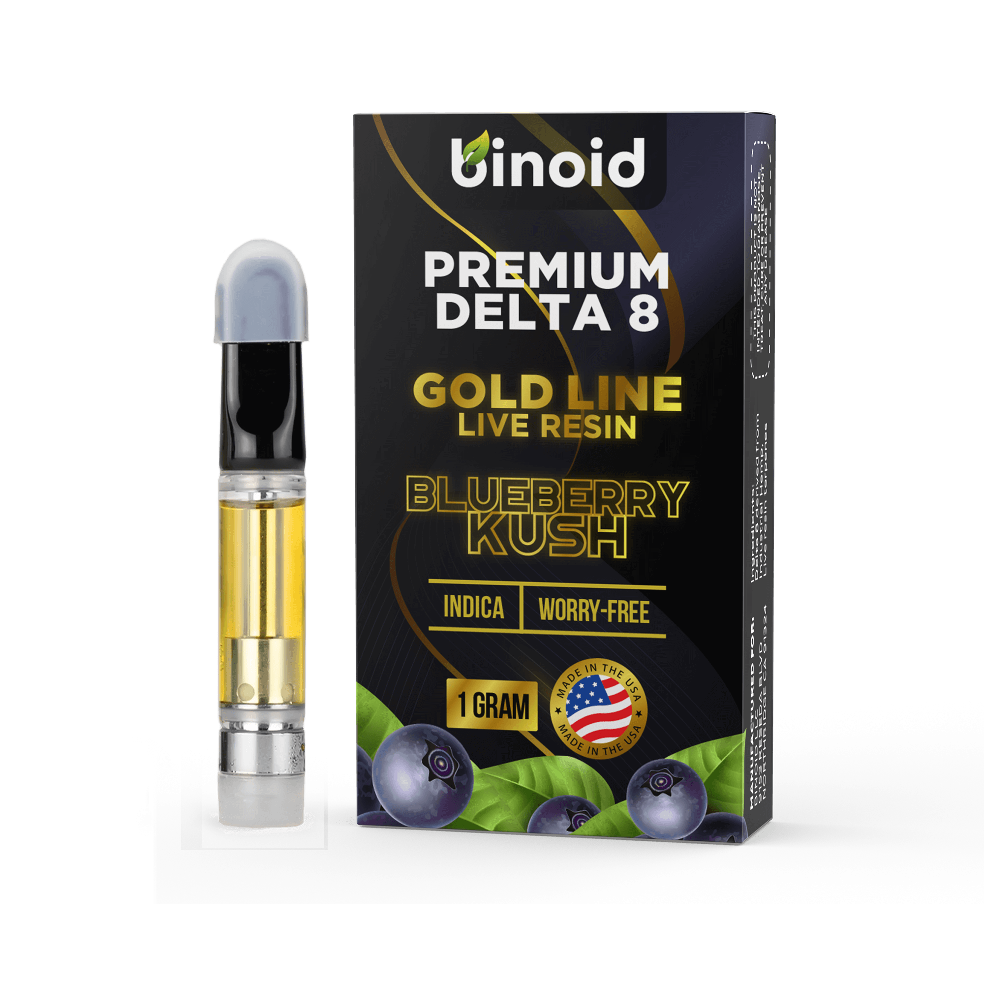 Binoid Delta 8 Live Resin Vape Cartridge - Blueberry Kush Best Price