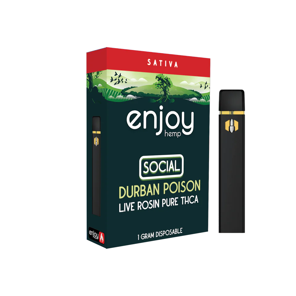 Enjoy Hemp Live Rosin Pure THCA 1ml Disposable for Social - Durban Poison Best Price